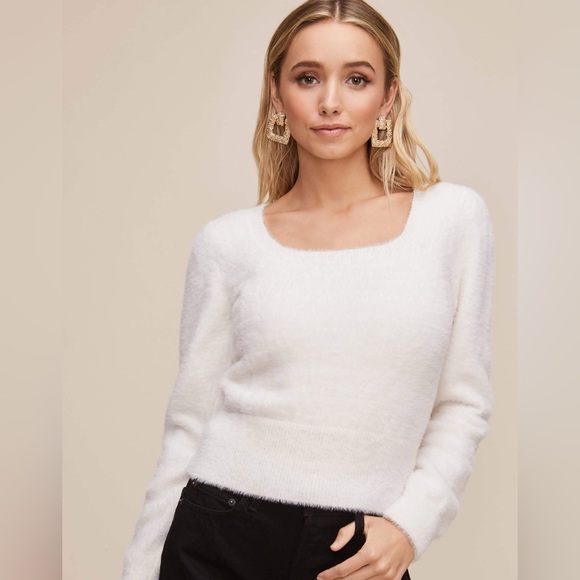 ASTR the Label Square Neck Fuzzy Sweater - Picture 1 of 4